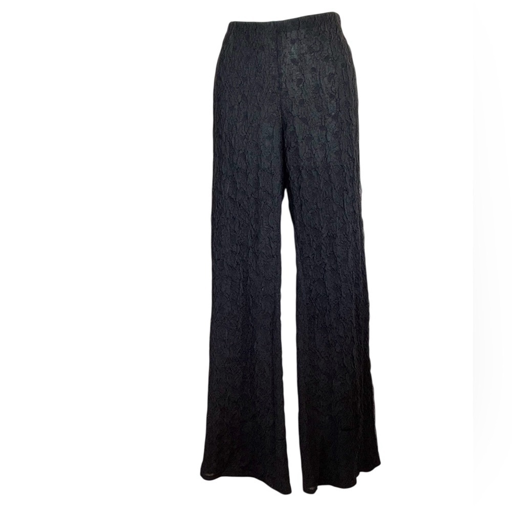 Camila Coelho 'Scrunch Butt' Pants, Women, XL, Black Wide-Leg Textured Knit  EUC